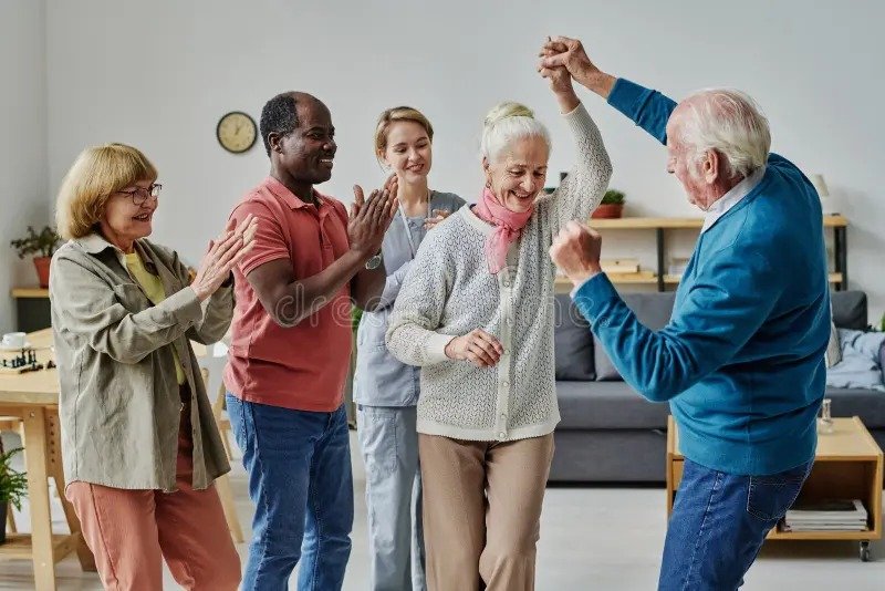 Seniors enjoying social activities at Golden Care Foundation